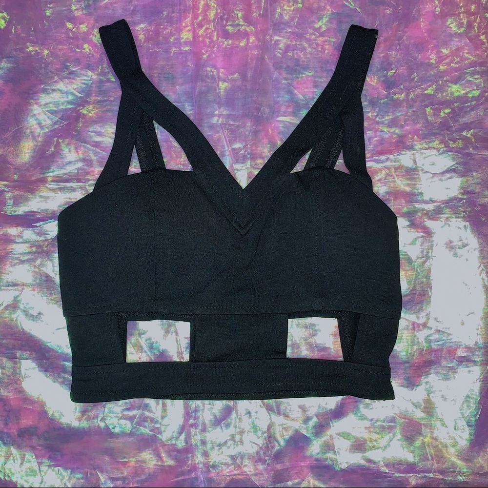 Caged black crop top